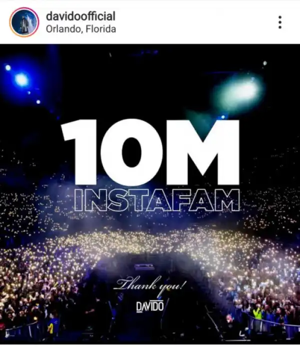 Davido Hits 10 Million Followers On Instagram
